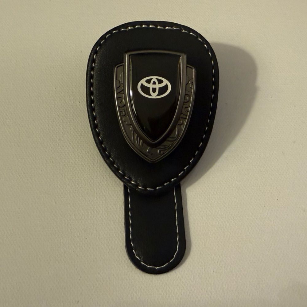 Toyota Sunglass Holder for Car with Logo Black PU Leather NWT